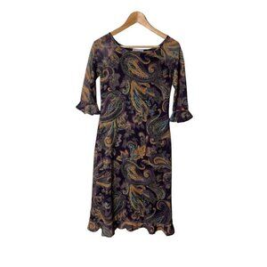 Vintage Y2K Holt Renfrew Boho Grunge Paisley Mesh Dress S 1010